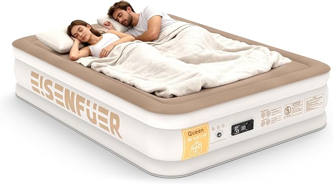 Air Mattress Queen with Built-in Pump – 18" Raised Inflatable Mattress with High-Speed Pump, Durable Blow Up Mattress, colchón inflable, Carry Bag, Comfy Air Bed Perfect for Guests, Glamping, Moving