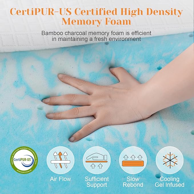 Extra Firm Mattress Topper Full, 3 Inch High-Density Firm Mattress Pad for Back Pain Relief, Bed Topper with Removable Cover, No Smell, No Slip, CertiPUR-US Certified,75" x 54"