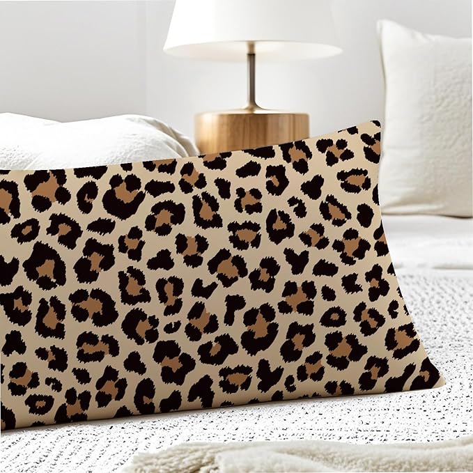 Trendy Leopard Print 20x54 Body Pillow Cover, Cheetah Print Room Decor, Girly Bedroom Dorm Decor, Funky Brown Leopard Animal Skin Decorative Long Body Pillow Cases for Bed Couch