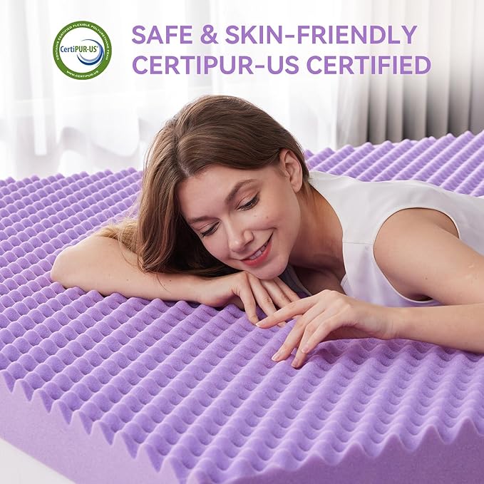SINWEEK 2 Inch Egg Crate Memory Foam Mattress Topper King Size, Soft Mattress Pad for Back Pain Relief, Bed Topper, CertiPUR-US Certified