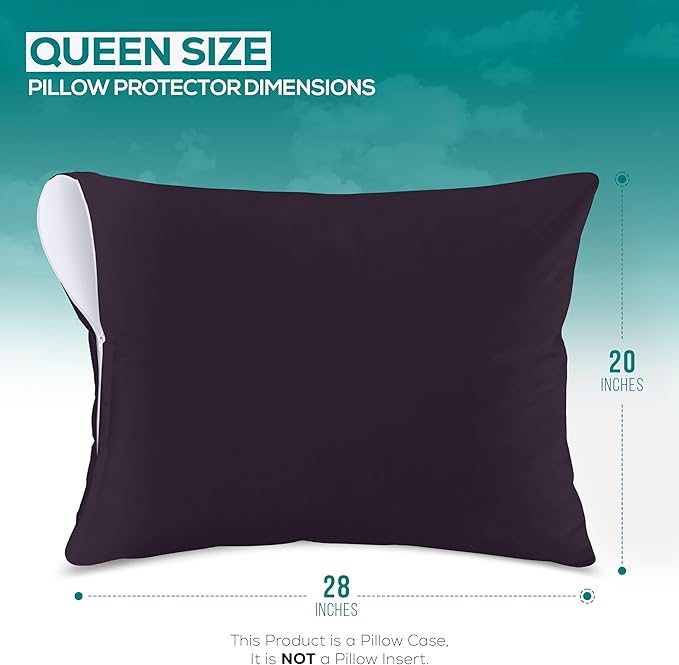 Utopia Bedding Premium 100% Waterproof Pillow Protectors with Zipper Queen Size (Set of 2), Bed Bug and Dust Mite Proof Zippered Pillow Covers, Pillow Encasement Cases, Purple