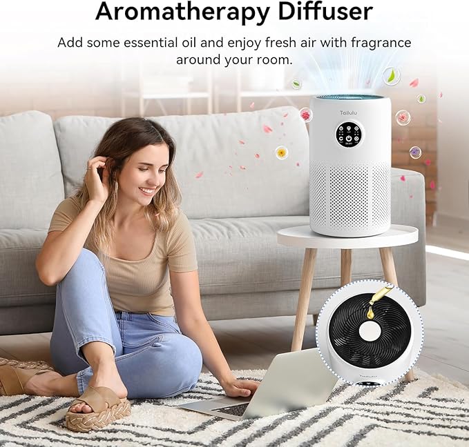 Air Purifiers for Home Up to 1360 Ft², Tailulu HEPA Air Purifiers for Bedroom Large Room with Washable Filter for Pet Dander Smoke Odor Dust Pollen with Timer Fragrance Sponge Sleep Mode