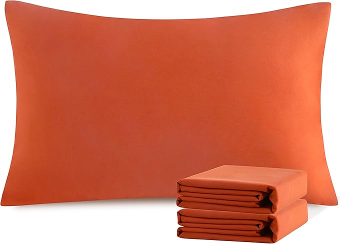 NTBAY King Pillowcase Set - 2 Pack Brushed Microfiber 20x36 Pillowcases - Soft, Wrinkle-Free, Fade-Resistant, Stain-Resistant, Brunt Orange Pillowcases with Envelope Closure - 20x36 Inches