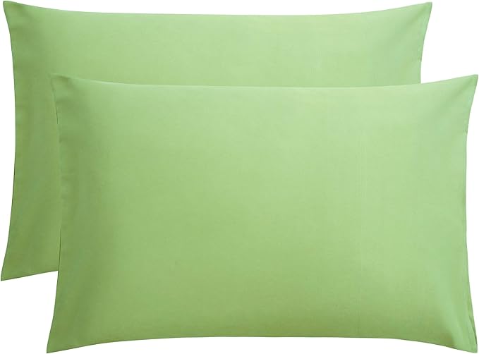 FLXXIE Pillow Cases Queen, Soft Microfiber Pillow Covers with Envelope Closure, Wrinkle Resistant Pillowcases, 2 Piece Set, 20x30, Sage Green