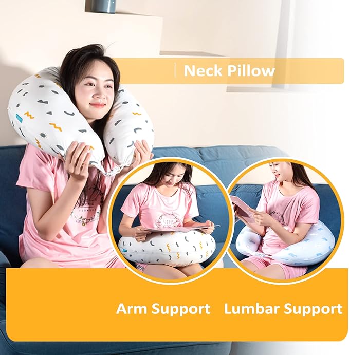 BYRIVER Firm C Shaped Pregnancy Pillows for Sleeping, Belly Hip Leg Knee Support Side Sleeper Body Pillow, Cuddle Snuggle Maternity Pillow, Zipper Cooling Jersey Cotton Pillowcase, Gifts for Mom