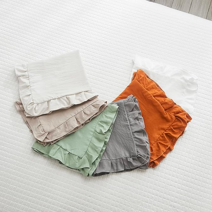Burnt Orange Body Pillow Cover 20x54inches Long Pillowcase Shabby Chic Ruffled Fringe Decor Body Pillow Sham Cute Pillowcase (1 Body, Caramel)