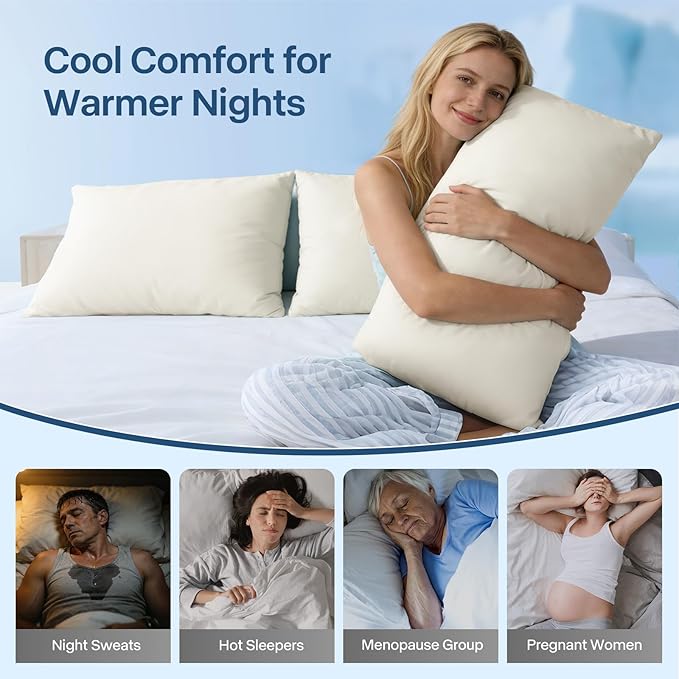 Premium Cooling Pillowcases King Size Set of 2 for Hot Sleepers&Night Sweats Beauty Sleep Reduces Wrinkles&Frizz Softer Than Silk Pillow Cover Oeko-TEX Certified Champagne Breathable