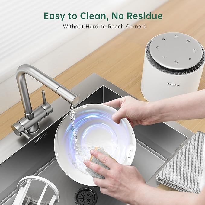 Provirtec MistFree Smart Humidifier for Bedroom, Evaporative Humidifier No White Dust, Auto Humidity & APP Control, 3L Water Tank Easy to Clean, Sleep Mode, Timing, Humidifiers for Home/Office(White)