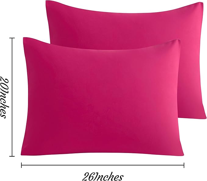 NTBAY Standard Pillow Cases Set of 2, 2 Pack Brushed Microfiber 20x26 Pillow Cases, Soft, Wrinkle, Fade, Stain Resistant Magenta Pillow Cases with Envelope Closure, 20x26 Inches, Magenta