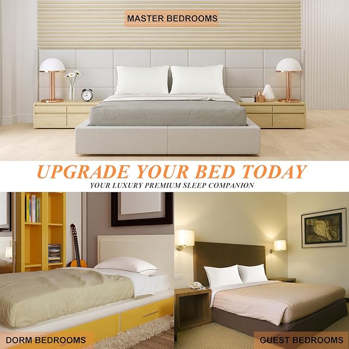 SEMZSOM Bed Pillows for Sleeping, Full Standard Size Set of 2 Luxury Hotel Pillows with Premium Soft Down Alternative Filling for Back, Stomach and Side Sleepers