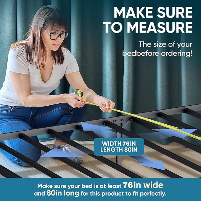 Bunkie Board King Size Bed Boards for Under Mattress 76"x80" - Heavy Duty Reinforced Wood Support Board with Anti-Sag Design, Fits Metal Frames/Platform Beds/Sleeper Sofas - Grey