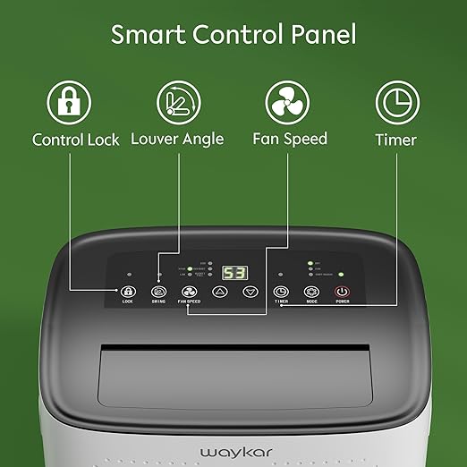 Waykar 150 Pint 7,000 Sq.Ft Dehumidifier for Basement & Home, Large Room, Smart Compressor Dehumidifier with Drain Hose & Tank for Commercial, 30%-80% Humidity Control, 92° Auto Swing, Auto Defrost.