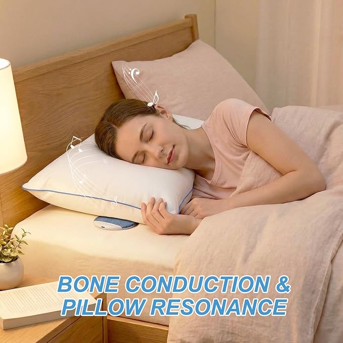 2026 Mini Bluetooth Pillow Speaker for Sleeping, Under Pillow Speaker with Built-in White Noise & Pink Noise Sound Machine, 48H Playtime, 3 Timers, Stereo Bass Private Sleep Audio (Blue)
