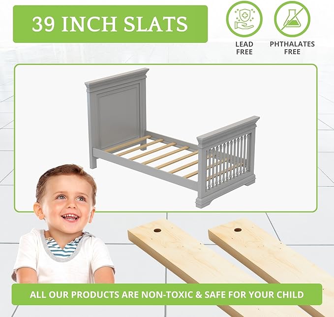 CC KITS Bed Slats for Twin, Full, Queen & King Sizes - Bed Slat Under Mattress Support - Bunkie Board - Box Spring & Mattress Platform Foundation Replacement - Set of 8 Slats (Twin - 39")