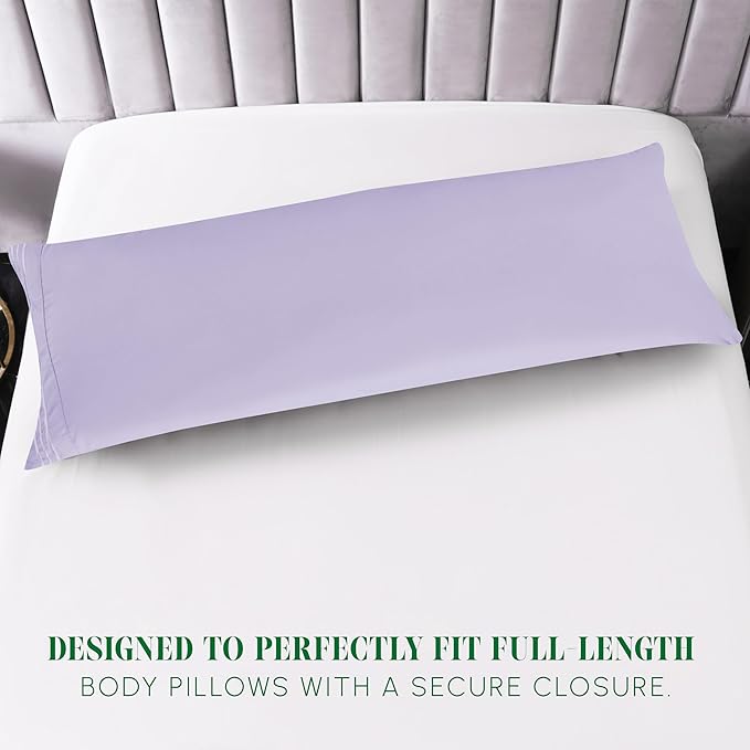 Elegant Comfort Luxury Ultra-Soft 1-Piece Body Pillowcase - 1500 Premium Hotel Quality Microfiber Double Brushed - Wrinkle Resistant, Body Pillowcase Size, Lilac