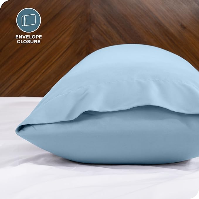 Bare Home Microfiber Body Pillow Cover - Ultra Soft & Cooling Body Pillow Case - Double Brushed - Envelope Closure - Easy Care (20''x54'' Body Pillow Cover, Light Blue)
