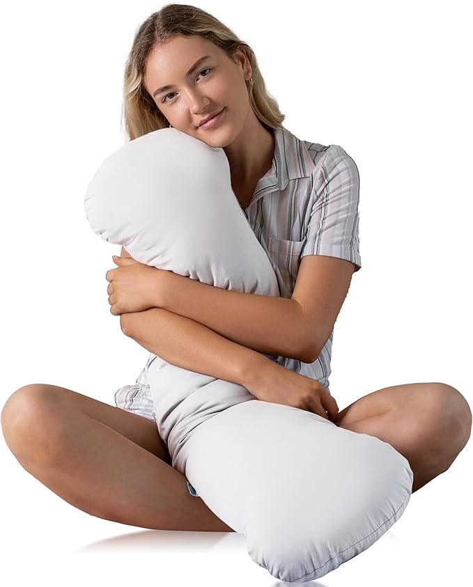 SleepCloud Weighted Body Pillow 6.5lbs - Weighted Pillow for Deeper Sleep (41” x 10”) - Cooling Body Pillows for Adults, Full Body Pillow for Adults, Side Sleeper Body Pillows with Cover (White)
