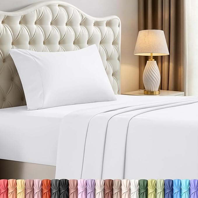 Utopia Bedding Twin XL Sheet Set – 3 Piece Bed Sheets for Twin XL Size Bed, Soft and Breathable Microfiber, Includes 1 Fitted Sheet, 1 Flat Sheet and 1 Pillowcase – Oeko Tex (White)