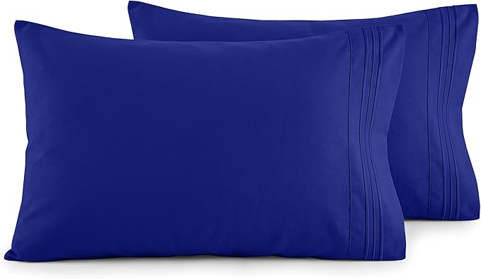 Elegant Comfort Luxury Ultra-Soft 2-Piece Pillowcase Set - 1500 Premium Hotel Quality Microfiber Double Brushed - Wrinkle Resistant, King Size, Royal Blue