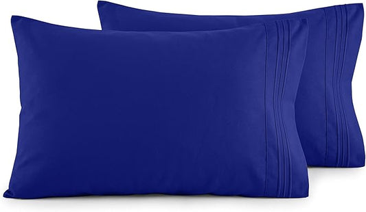 Elegant Comfort Luxury Ultra-Soft 2-Piece Pillowcase Set - 1500 Premium Hotel Quality Microfiber Double Brushed - Wrinkle Resistant, King Size, Royal Blue