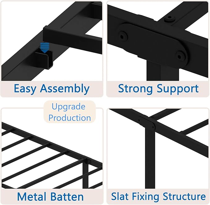 FONTOI King Size Bed Frame, 14 Inch Metal Platform Bed with Iron-Art Headboard & Footboard, Max 3500lbs Metal Slat Support, Bed Frame with No Box Spring Needed, Under Bed Storage, Black