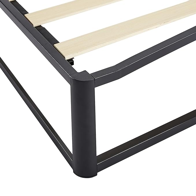 Amazon Basics Metal Platform Bed Frame with Wood Slat Support, Under-Bed Storage, 6 inches High, Full, Black