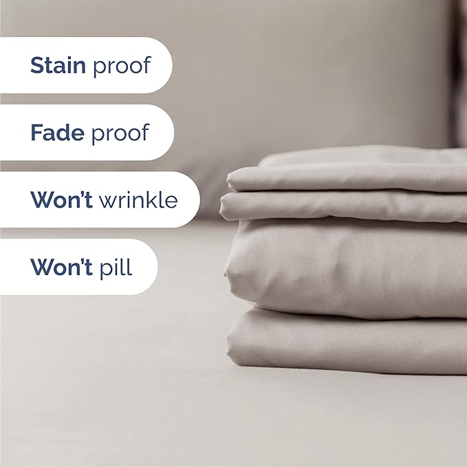 Cal King 6 Piece Sheet Set - Comfy, Breathable & Cooling - Soft Hotel Luxury Bedding for Women, Men, Kids, Teens and Children - 1 Flat & 1 Fitted Sheet & 4 Pillowcases with Deep Pockets - Light Grey
