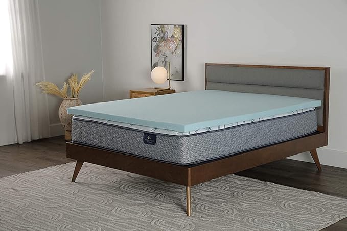 Serta ThermaGel Cooling, Pressure-Relieving Memory Foam Mattress Topper, 2 Inch, Twin, Made in The USA