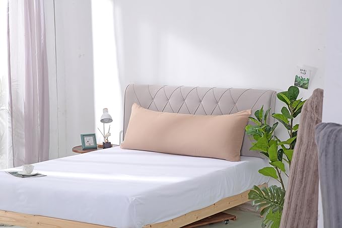EVOLIVE Body Pillow Cover 21"x54", Ultra Soft Microfiber Pillowcase with Hidden Zipper, Breathable, Machine Washable, for Side Sleepers, Cover Only (21"x54" Body Pillow Cover, Latte)