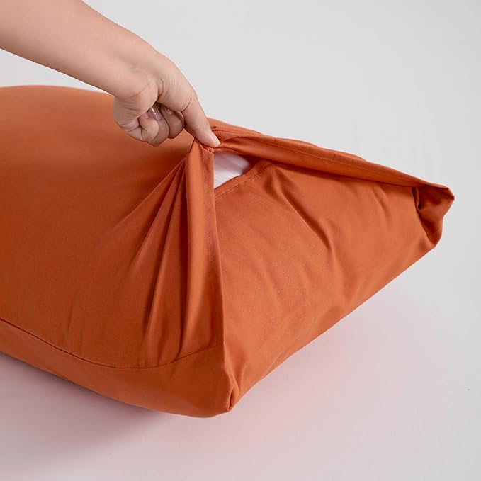 FLXXIE Body Pillow Cover - Super Soft Microfiber 20x54 Body Pillow Case - Envelope Closure, Wrinkle, Stain Resistant Burnt Orange Body Pillow Cover, 20x54, Burnt Orange