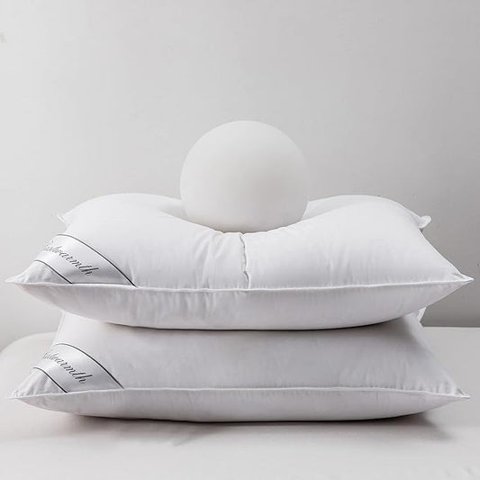 Goose Down Feather Pillows Bedding Hotel Pair Pillows 100% Cotton Cover Set of Two Queen Size 20x30inch White Color