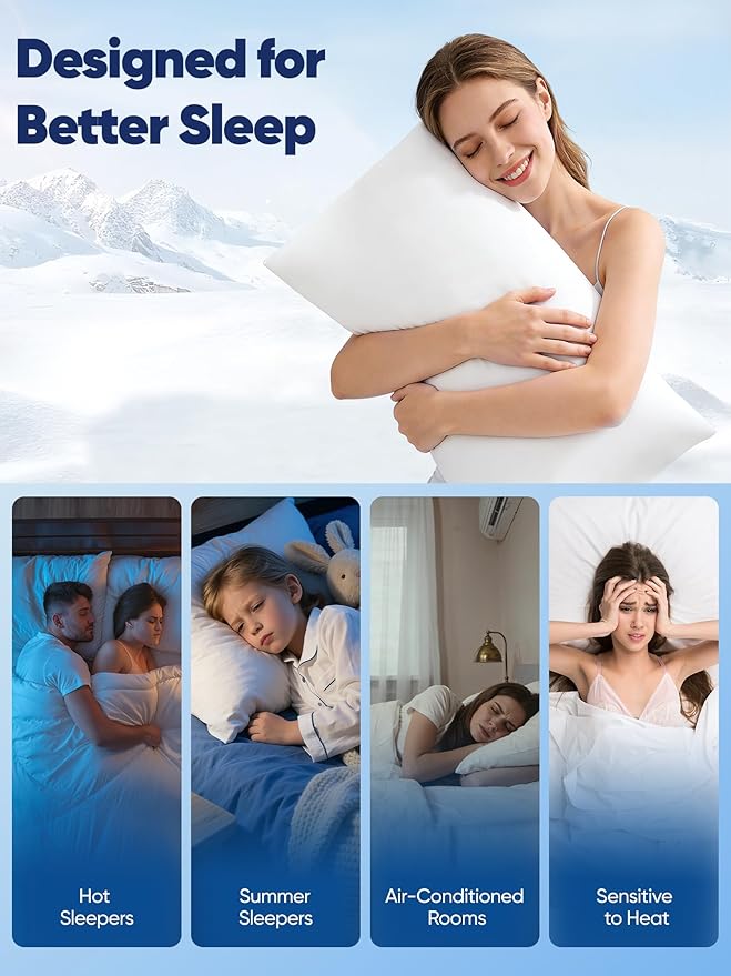 Avolare Cooling Pillow Cases King Size 2 Pack,Arc-Chill 3.0(Q-Max>0.5) Cooling Pillowcases for Hot Sleepers,Soft for Hair Skin, Breathable & Stretchy Fabric,Zipper White Pillow Cases