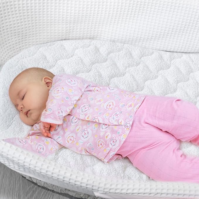 Bassinet Mattress Pad Cover 30" x 18" - Fits for Halo BassiNest Swivel, Glide, Flex, Luxe & Premiere Series Sleeper, Waterproof Quilted Bassinet Mattress Protector 2 Pack, Cotton Terry Surface