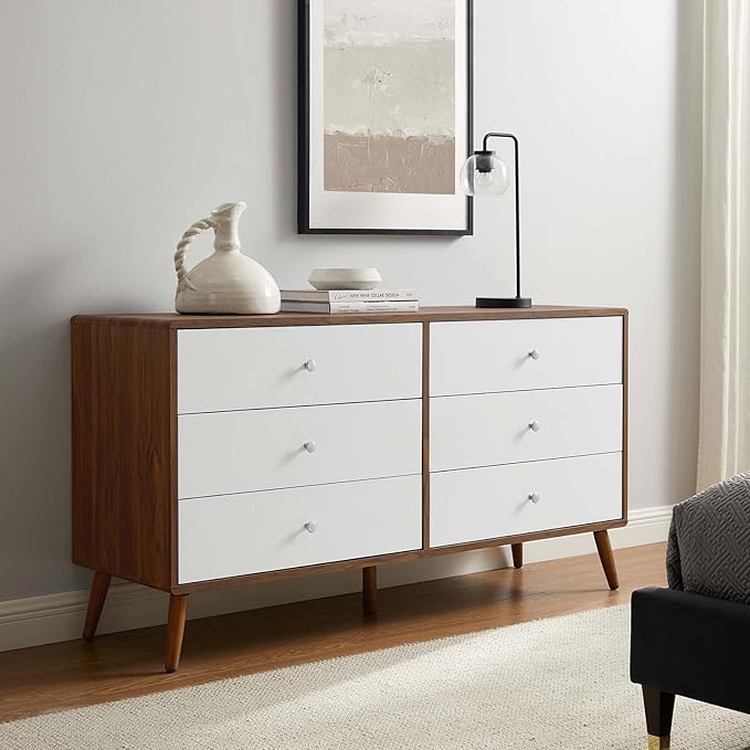 Modway MOD-7022-WAL-WHI Transmit 60" Dresser, Walnut White