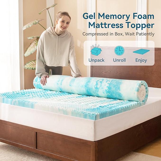 Mattress Topper Full - 2 Inch Gel Memory Foam Mattress Topper Full Size for Back Pain, CertiPUR-US Certified, Blue