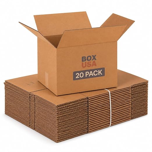 BOX USA Moving Boxes Medium 18"L x 14"W x 12"H 20-Pack - Corrugated Cardboard Box for Shipping, Mailing, Packing, Packaging and Storage