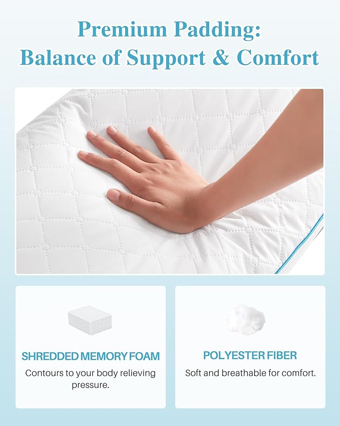YZ HOME Long Body Pillow for Adults - Firm Body Pillow Insert with Shredded White Memory Foam, Adjustable Height, Soft Support for Side Sleeping, Pregnant Women, Washable (White, 20x54 Inch)