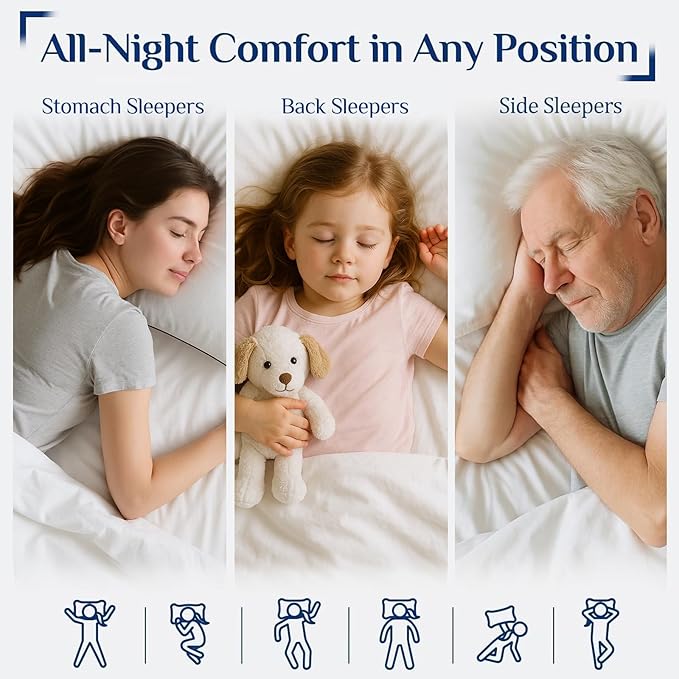 JOLLYVOGUE Pillows Queen Size Set of 2 for Sleeping, Soft and Supportive Bed Pillow with Down Alternative Filling for Side and Back Sleepers, Hotel Collection