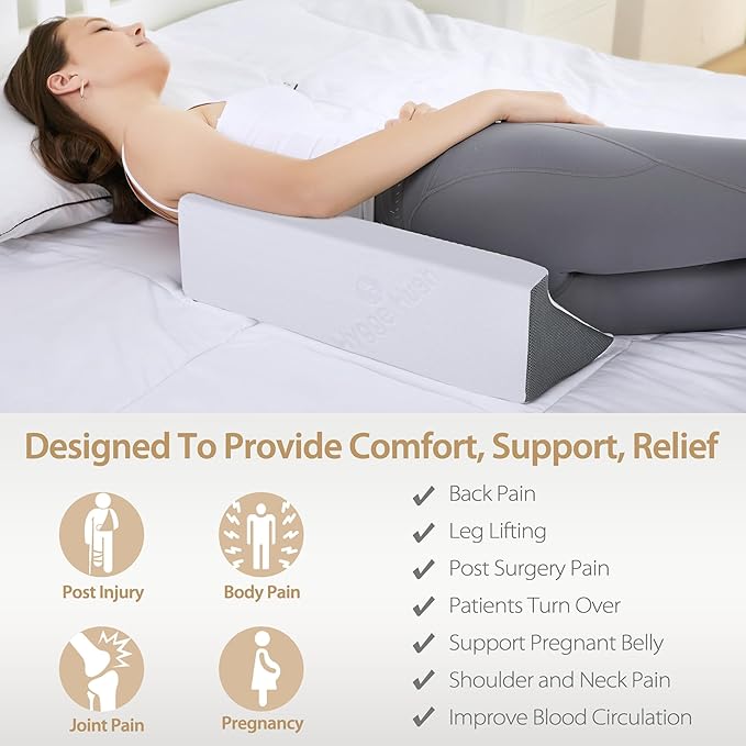 Wedge Pillow for Sleeping, Side Sleeper Body Back Positioners for Back Pain, Preventing Bedsores, After Surgery, Pregnancy Support, Ankle Support, Bed Wedge Pillow for Side Sleepers, White