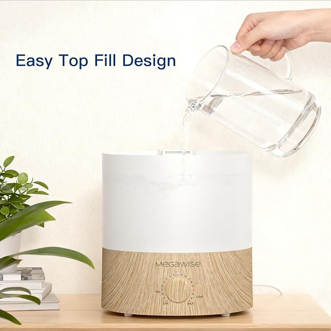 MEGAWISE 2 Pack1.8L Cool Mist Humidifier 2-Pack with 7 Color LED Lights, Adjustable Mist, Quiet Ultrasonic Humidifiers for Bedroom & Home