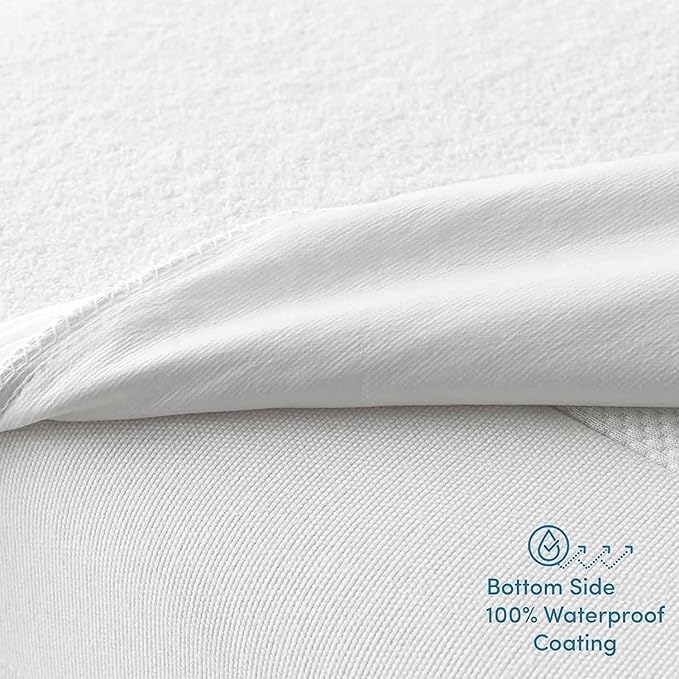 Comfort Beddings 100% Organic Cotton Mattress Protector RV Bunk Size Mattress Cover 250GSM, Waterproof, Noiseless Fitted Bed Cover Protector with 16" Deep Pocket (Black)