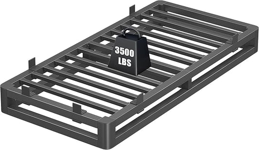 6 Inch Twin Bed Frames with Rounded Corner and Squeak Free U-Slot Design, Metal Platform Bed Frames 6 Non-Slip Guards, 3500lbs Heavy Duty Steel Slat Support, No Box Spring Needed, Black