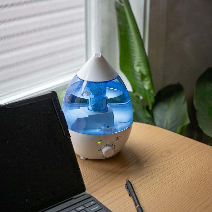 Crane Personal 1.3 Liter Ultrasonic Cool Mist Humidifier for Kids Bedroom, Small Humidifiers For Bedroom, Adjustable Mist, Filter-Free, Auto Shut-Off, Small Humidifier For Plant