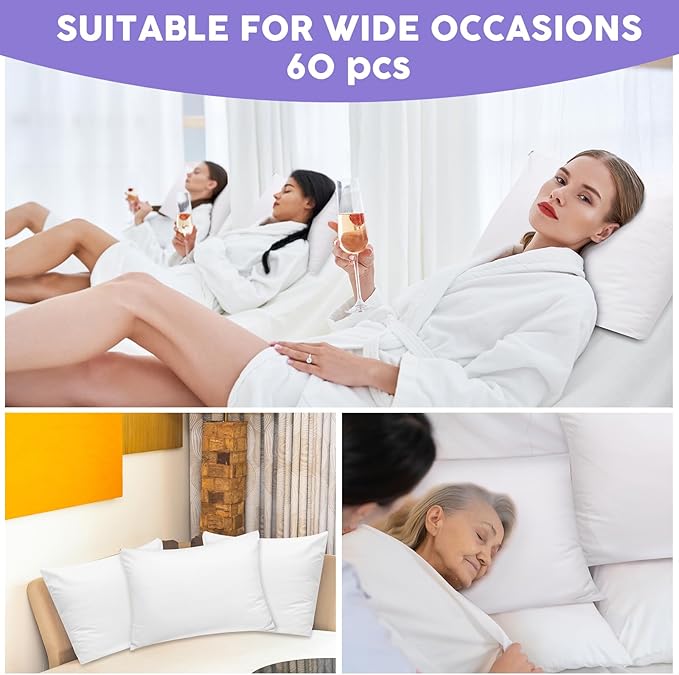 Shimeyao 48 Pcs 20 x 40 Inch Zippered Pillow Protectors Bulk, Standard Size Bedding Pillow Cases, Soft Breathable Cotton Sateen Dust Protection Covers White Protectors for Home Spa Hotel Rental
