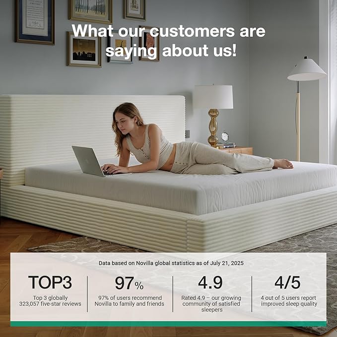 Novilla Queen Size Bed Frame, Plush CloudSoft Bed, Corduroy Upholstered Platform Bed Frame with Headboard, Easy Assembly, No Box Spring Needed, Modern Soft Bed Frame, White