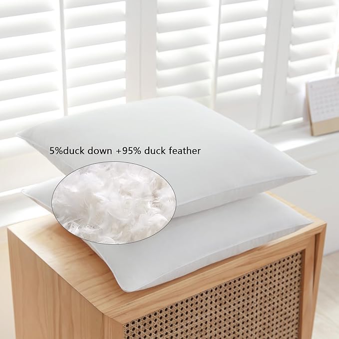 SleepMan Throw Pillow Inserts 12" x 20" (Pack of 1, White) Down Feather Pillow Stuffer Premium Decorative Pillows for Sofa Couch Bed
