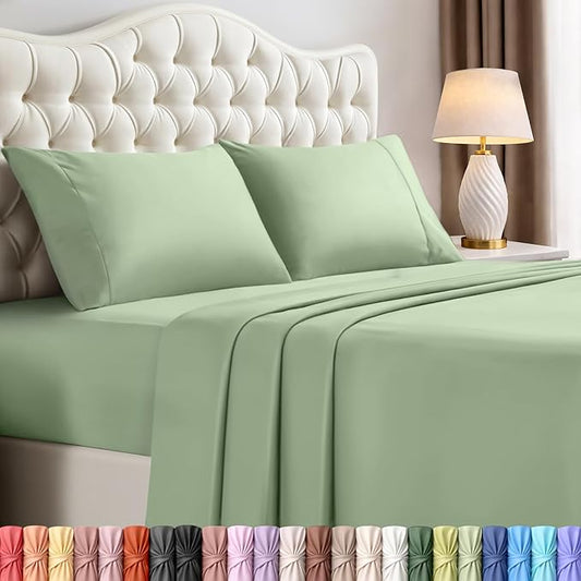 Utopia Bedding King Size Sheet Set – 4 Piece Bed Sheets, Soft and Breathable Microfiber, Includes 1 Fitted Sheet, 1 Flat Sheet and 2 Pillowcases – Oeko Tex (Sage)