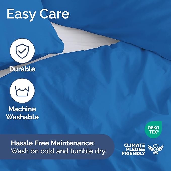 Duvet Cover Full Size Set - Extra Soft Full Duvet Cover 80" x 90" with 2 Pillow Shams - Hotel Luxury, Easy Care & Fade Free w/ Zipper Closures & Ties - All Season, Comfy and Breathable (Royal Blue)