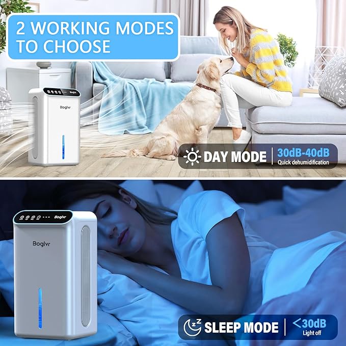 Dehumidifier for Home, 85 OZ Water Tank, (800sq.ft) Small Dehumidifiers for Bathroom Bedroom Basement with Drain Hose, Auto Shut Off, 3 Gear Timer, Sleep Mode, 7 Colors LED Light
