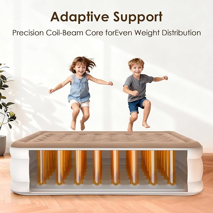 Air Mattress Full with Built-in Pump – 18" Raised Inflatable Bed with High Speed Built-in Pump, Stable and Durable, colchón inflable, Carry Bag, Cozy Guest Air Bed for Sleepovers, Glamping, Moving